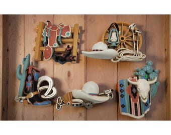 Vintage 1990's Southwestern Style Wall Plaques Set of 5 by Burwood Product Co