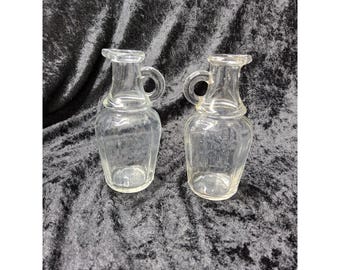 Par de vinagreras de cristal vintage de los años 50, miniaturas para aceite, vinagre o jarabe.