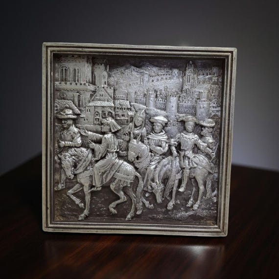 レリーフ壁掛け彫刻 MARCUS DESIGNS knight Vintage Marcus Designs Chalkware Handmade in England Medieval Wall