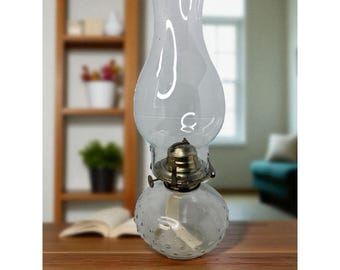 Vintage Hobnail Base Farmhouse Style Hurricane Oil Lamp