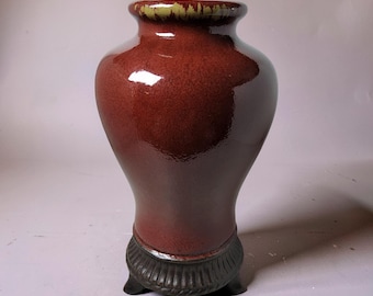 Vintage Repop Chinese porcelain vase with a oxblood red glaze.