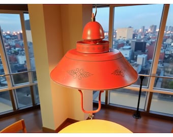 vintage industrial style red/black metal ceiling drop light