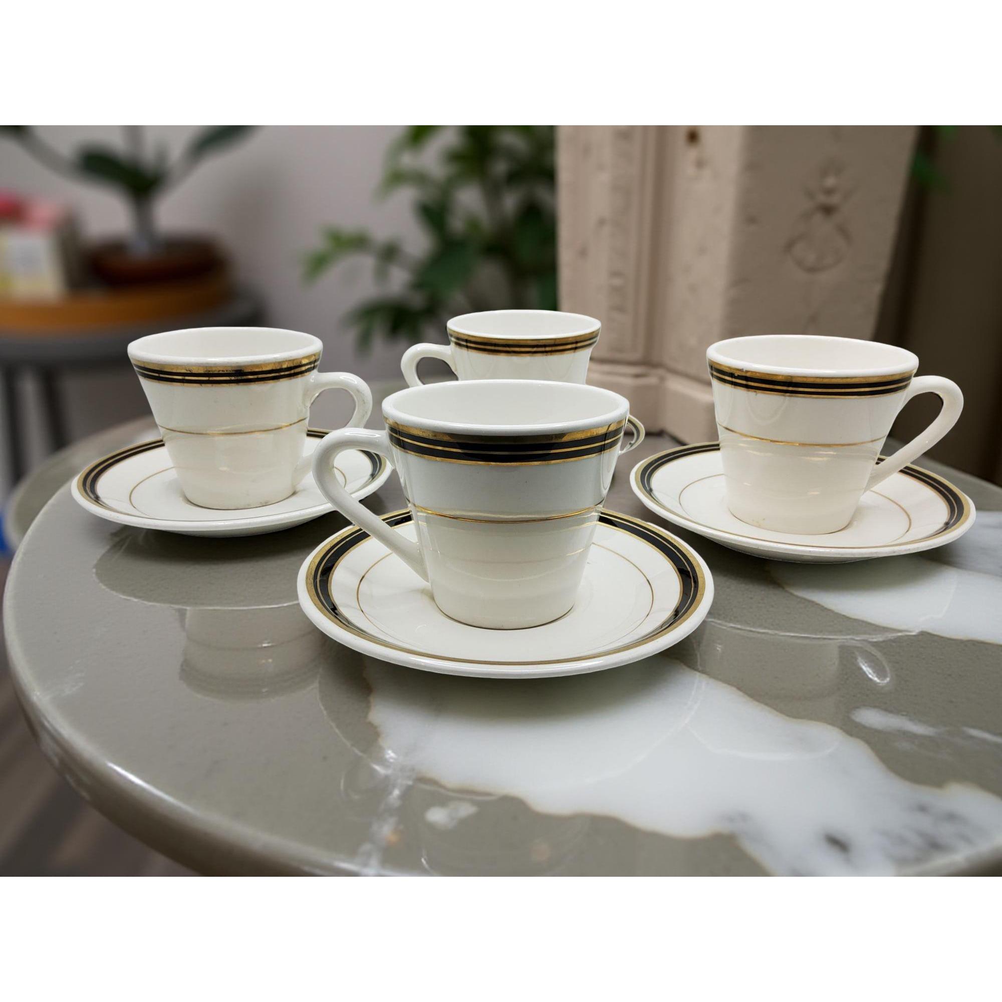 Vintage Medallion Sterling China Porcelain Set of 4 Cup and Saucer