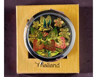 vintage sinthai thailand asiatisk mycket dekorativ dubbelspegel kompakt