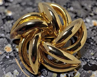 Vintage Gold Tone Pinwheel 1" Diameter Brooch