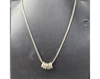 J.Crew silver candy snake chain double Strand necklace several small, minimalist silver rings