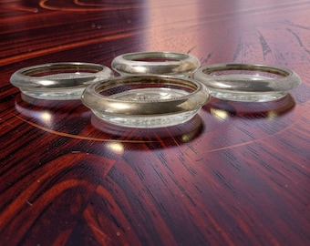 Vintage Set mit 4 Leonard Italy Silberplattierten Glasuntersetzern mit Sternenmuster