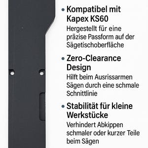 Zero Clearance Black MDF 8mm Inlay for Festool Kapex KS60 | perfect fit!