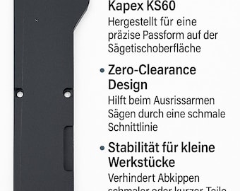 Zero Clearance Black MDF 8mm Inlay for Festool Kapex KS60 | perfect fit!