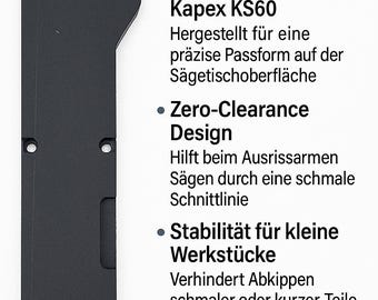 MEGADEAL Zero Clearance Black MDF 8mm Inlay for Festool Kapex KS60 | perfect fit! (5 inlays)