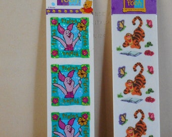 Sandylion Canada. Lot of 2 Sheets. Vintage Piglet and Tigger  Stickers. Prismatic And Fuzzy.  Flowers and Butterflies. Sealed. Disney.