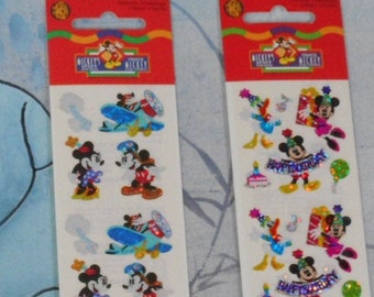 Disney Stickers. Lot of 2 Sealed Sheets. Prismatic. Happy Birthday and Aviators. 18 and 12 Stickers per Sheet. Made in Canada by Sandylion.