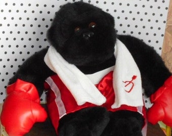 Boxer Gorilla Plush. Fighting For Love. Soft Synthetic Fur and Vinyl. Shorts Are Removable. Adorable.
