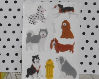 Sandylion Puppy Dogs, Bone and Hydrant Sticker Sheet. Fuzzy. Maxi Sheet. Made in Canada.