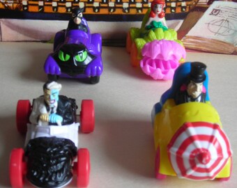 1991 and 1993 Set of 4 Toys. Villains From Batman. DC Comics Characters. 2 Face, Penguin, Catwoman and Poison Ivy. Fastfoods Toys. Plastic.