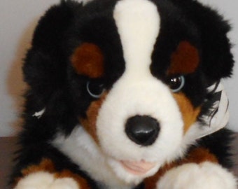 Vintage Harley Davidson  Plush. Bernese Mountain Puppy Dog With Bandanna. 2007. Official Licensed Product. A Good Tempered, Loyal Dog.