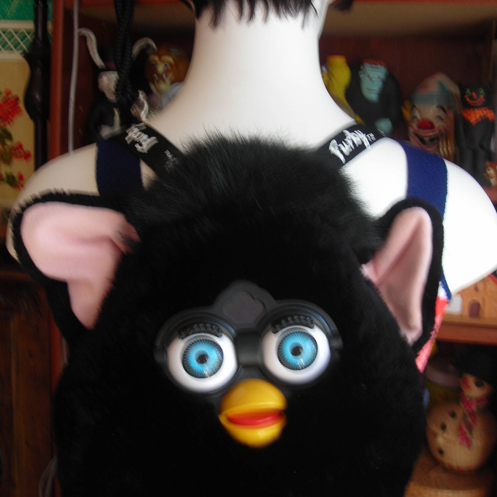 Vintage Furby Backpack. Black. Plush Pack. 12 Inches Tall