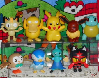 Lot of 9 Pokemon Cake Toppers. Fast Food Prizes. Litten, Rowlet, Piplup, Dewott,  Squirtle, Psyduck, Eevee, Meowth and Pikachu. Pre Loved.