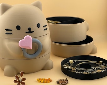 Organiseur de bijoux chat - Adorable boîte à bijoux avec tiroirs