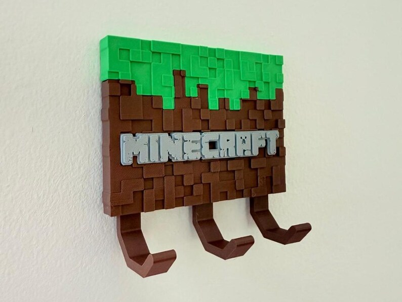 Pixel Art Gamer Wall Hook | Minecraft Themed Coat Rack Organizer | 8 ...