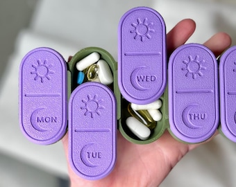 Pastillero semanal minimalista AM/PM / Estuche de viaje compacto para medicamentos y vitaminas