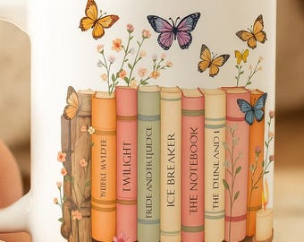 Library Bookshelf Coffee Mug: Personalized Book Lover Gift - Color Morphing Mug with Floral Design