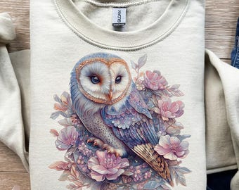 Lechuza común, Arte floral, Decoración pastel, Impresión artística, Pared infantil, PNG, SVG, Sublimación, DTF, Diseño de camiseta, Carga instantánea, Estilo bohemio, Regalo natural