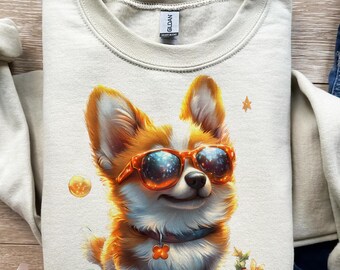 Perro Corgi, Gafas de sol para cachorros, Animal, diseño de camiseta, png, svg, sublimación, dtf, Mascota divertida, Ambiente veraniego, Corgi dorado, Impresión gráfica, Descarga digital