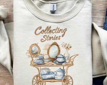 Juego de tetera, carrito vintage, colección de historias, diseño de camiseta, png, svg, sublimación, dtf, azul y blanco, decoración del hogar, jarrón de flores, estilo antiguo, marco dorado