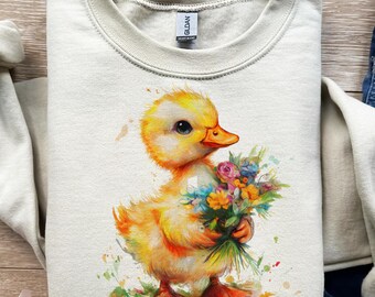 Baby Duck,Duckling,Flower Bouquet,t shirt design,png,svg,sublimation,dtf,Funny Animal,Easter Gift,Spring Decor,Graphic Print,Vibrant Ink