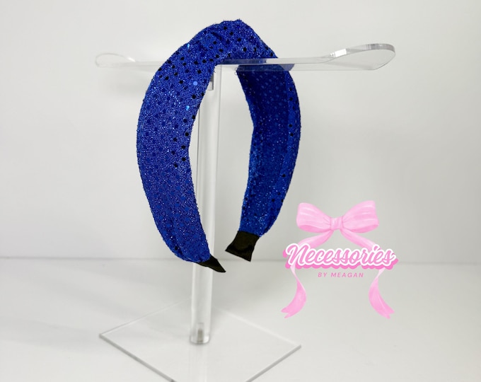 Blue Sequin Knotted Headband
