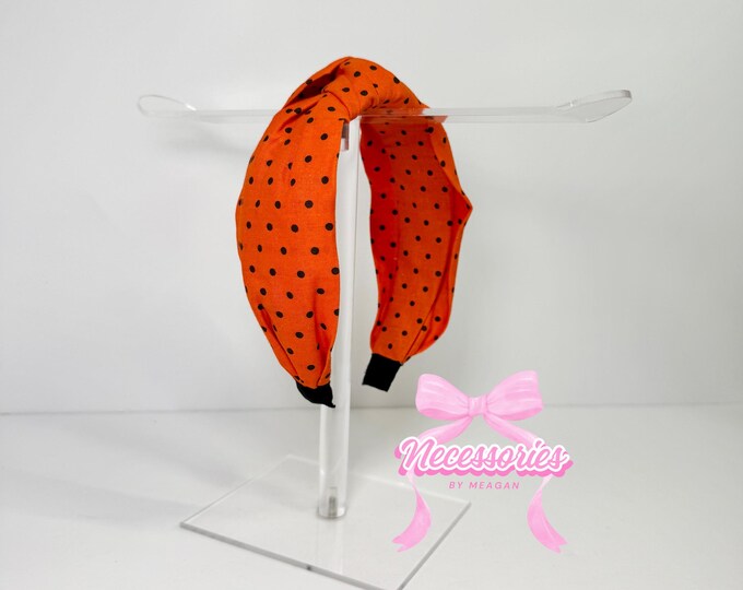 Orange & Black Polka Dot Knotted Headband