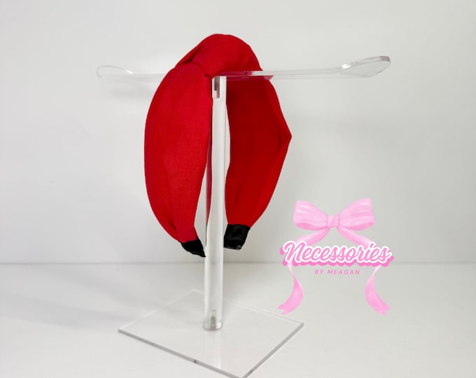 Red Knotted Headband - Solid Color, Comfortable Fit