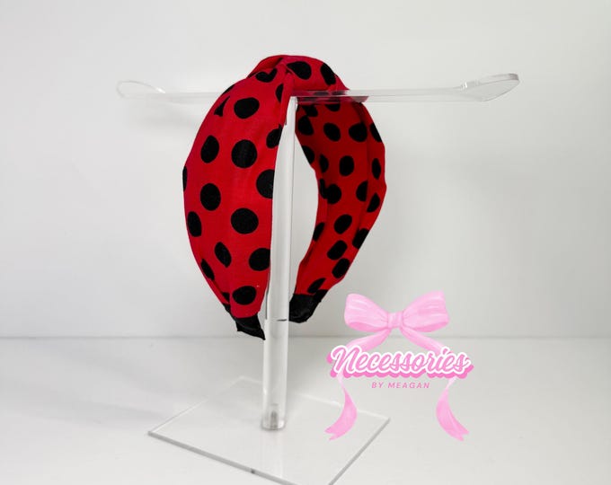 Red & Black Polka Dot Knotted Headband