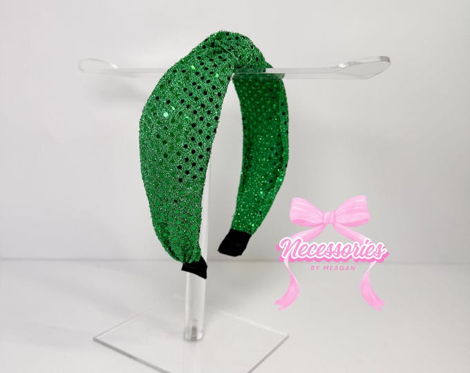 Green Sequin Knotted Headband