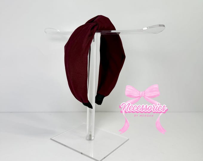 Maroon Knotted Headband - Wine Red, Soft Fabric