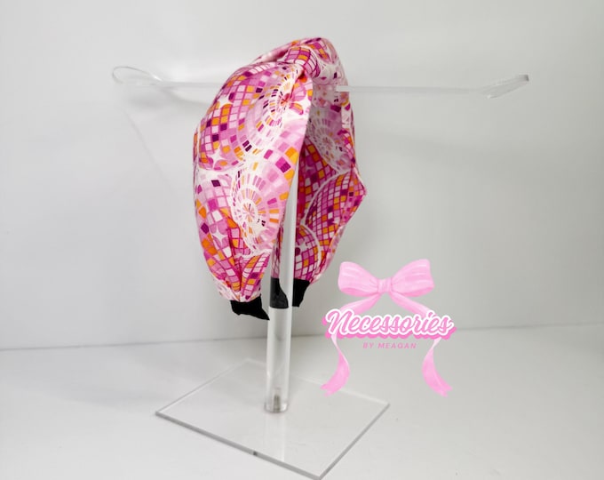 Pink Disco Knotted Headband