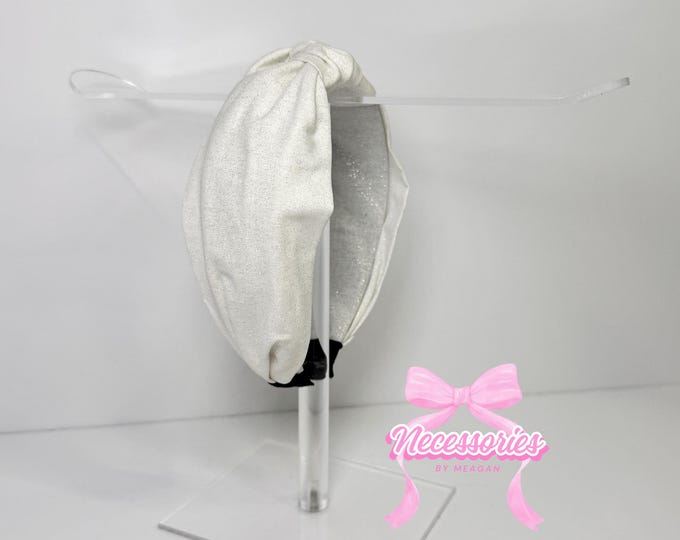 White Glitter Knotted Headband