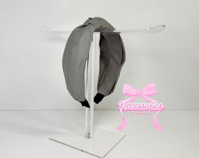 Gray Knotted Headband - Modern Neutral Hair Accessory