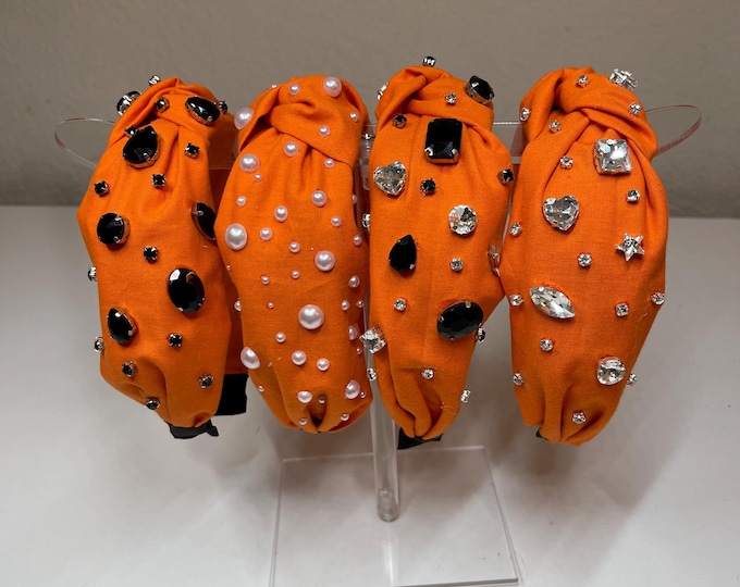 Orange Jeweled Knotted Headbands (Sold Separately)