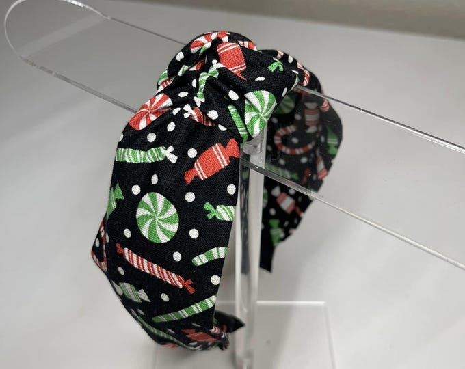 Festive Peppermint Candy Knot Headband