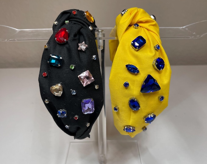 Bright Gemstone Embellished Knotted Headbands (Sold Seperately)