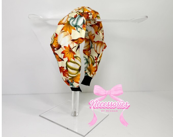 Fall Pumpkins Knotted Headband