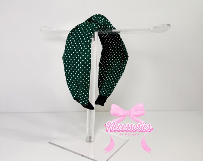Forest Green Polka Dot Knotted Headband