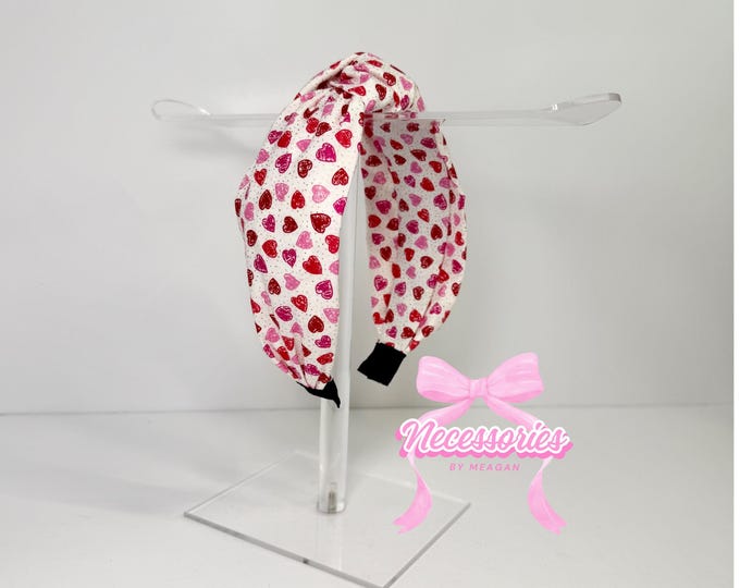 Scattered Mini Hearts Knotted Headband