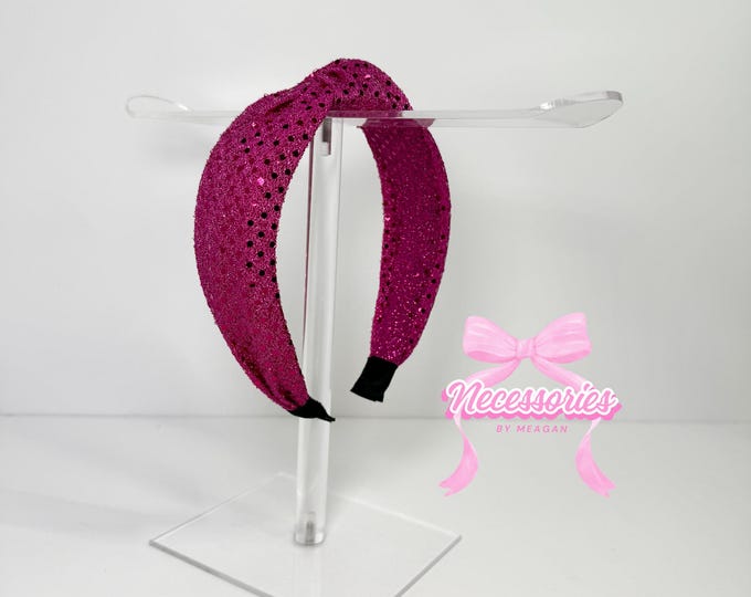 Pink Sequin Knotted Headband