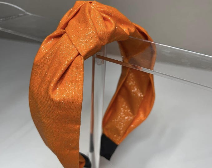 Orange With Silver Glitter Knotted Headband