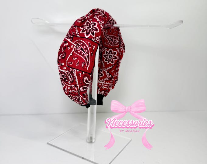 Red Bandana Print Knotted Headband