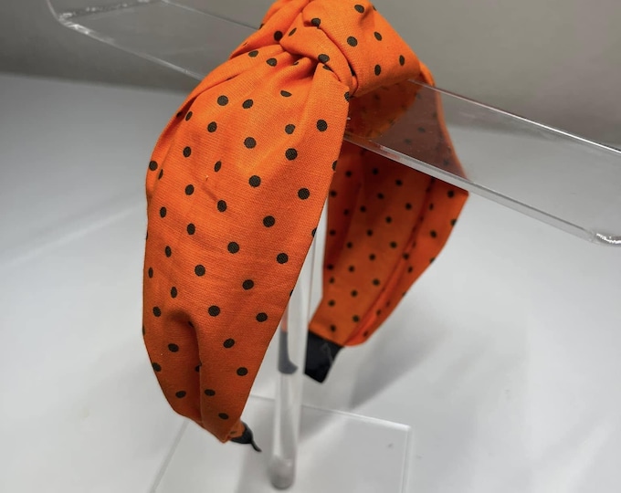Orange & Black Polka Dot Knotted Headband