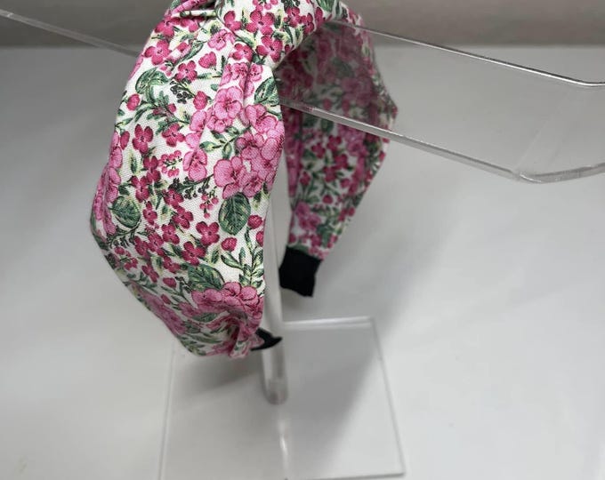 Pink Floral Knotted Headband